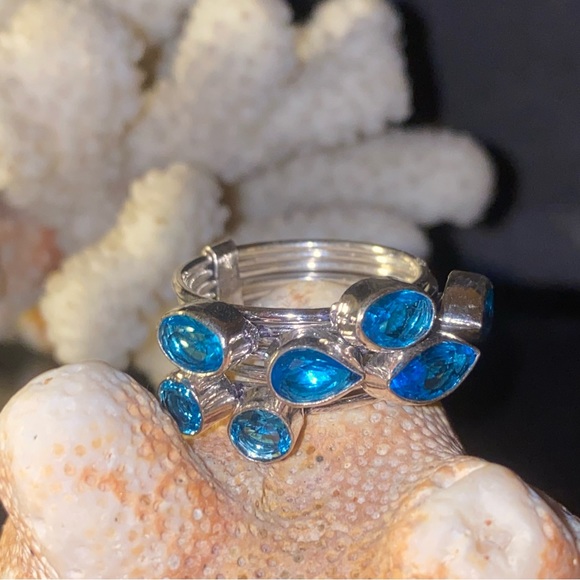 Blue Quartz multi-gem handcrafted ring - Picture 2 of 11